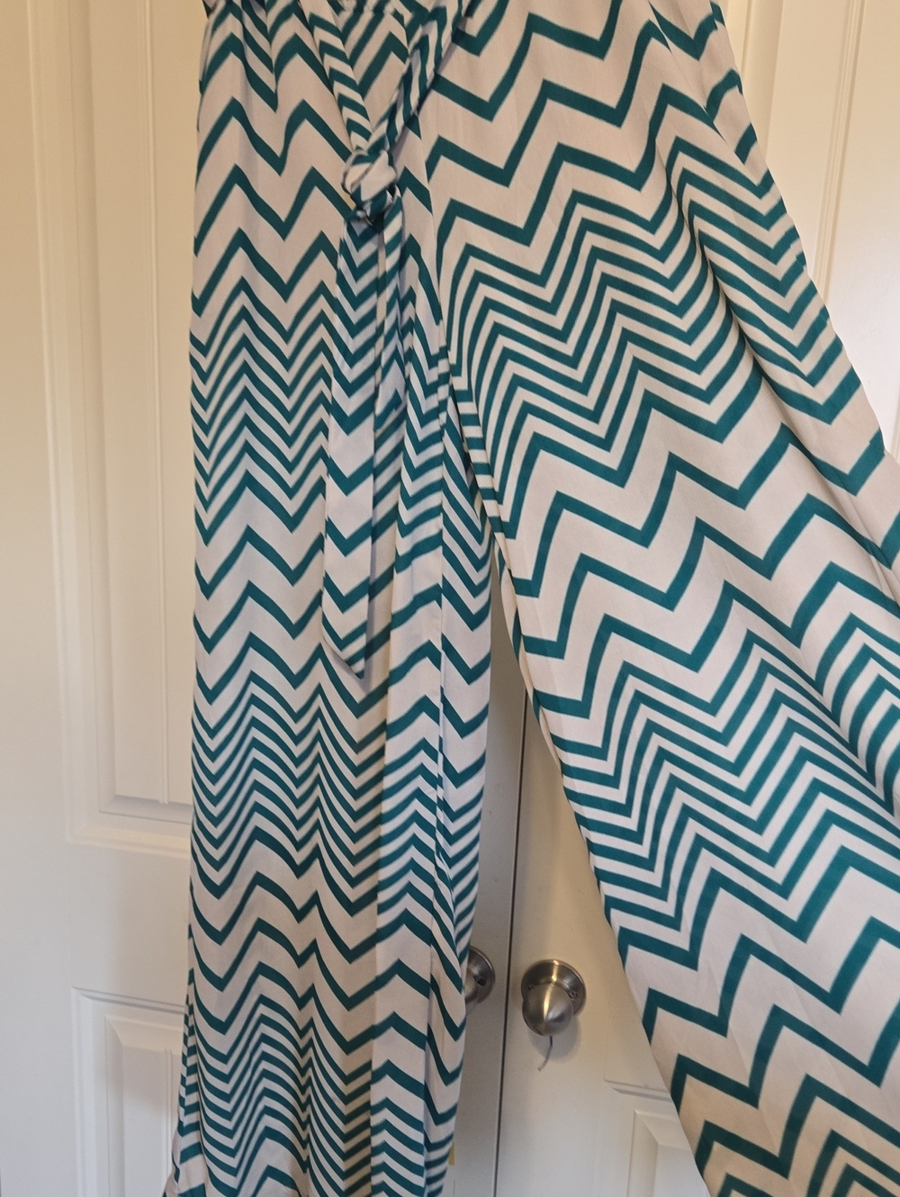 My Michelle Teal and White Wide Leg Pants